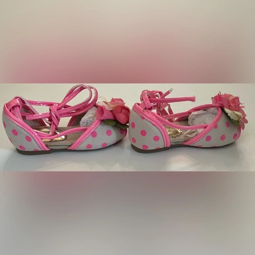 Never worn Joyfolie kaila neon dot peep toe dress shoes baby girl Sz 4